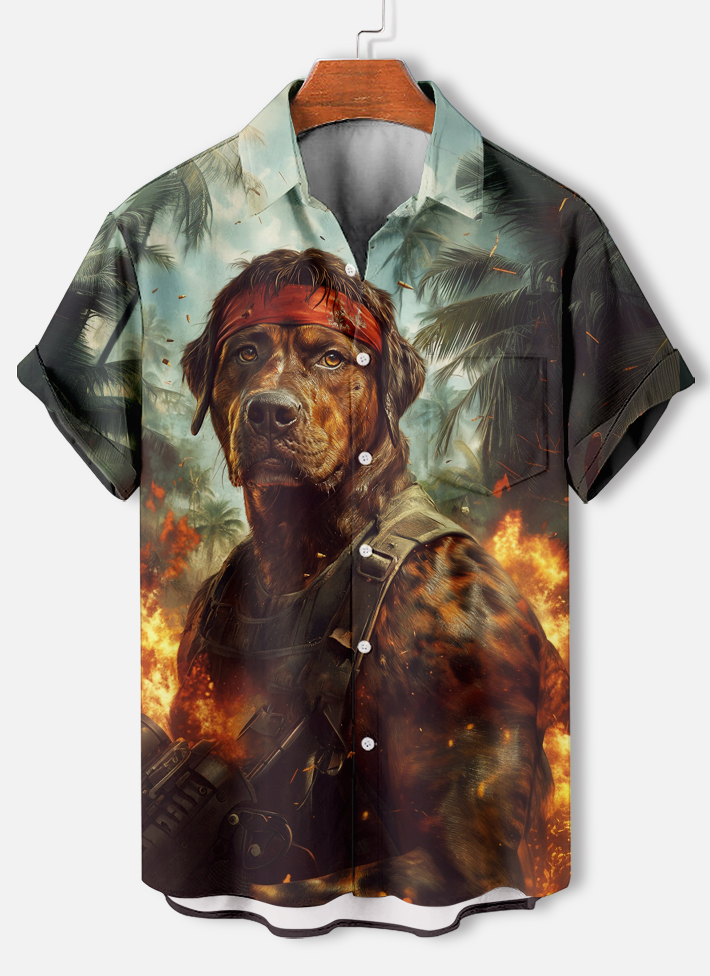 Men's classic movie Rambo animal fun graphic short sleeve shirt