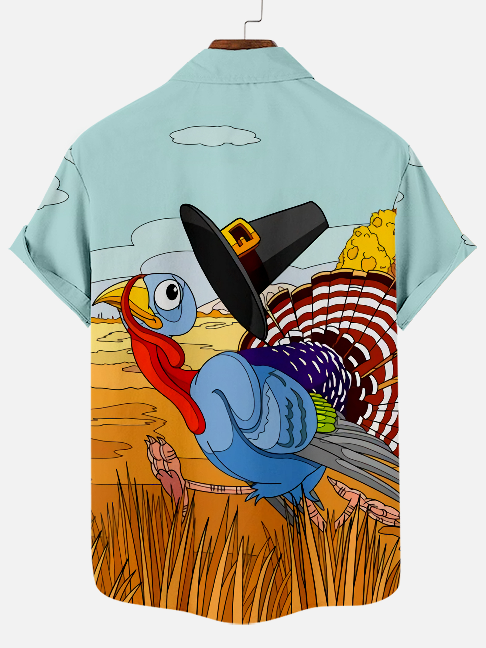 Men's Thanksgiving Day Print Short Sleeve Shirt