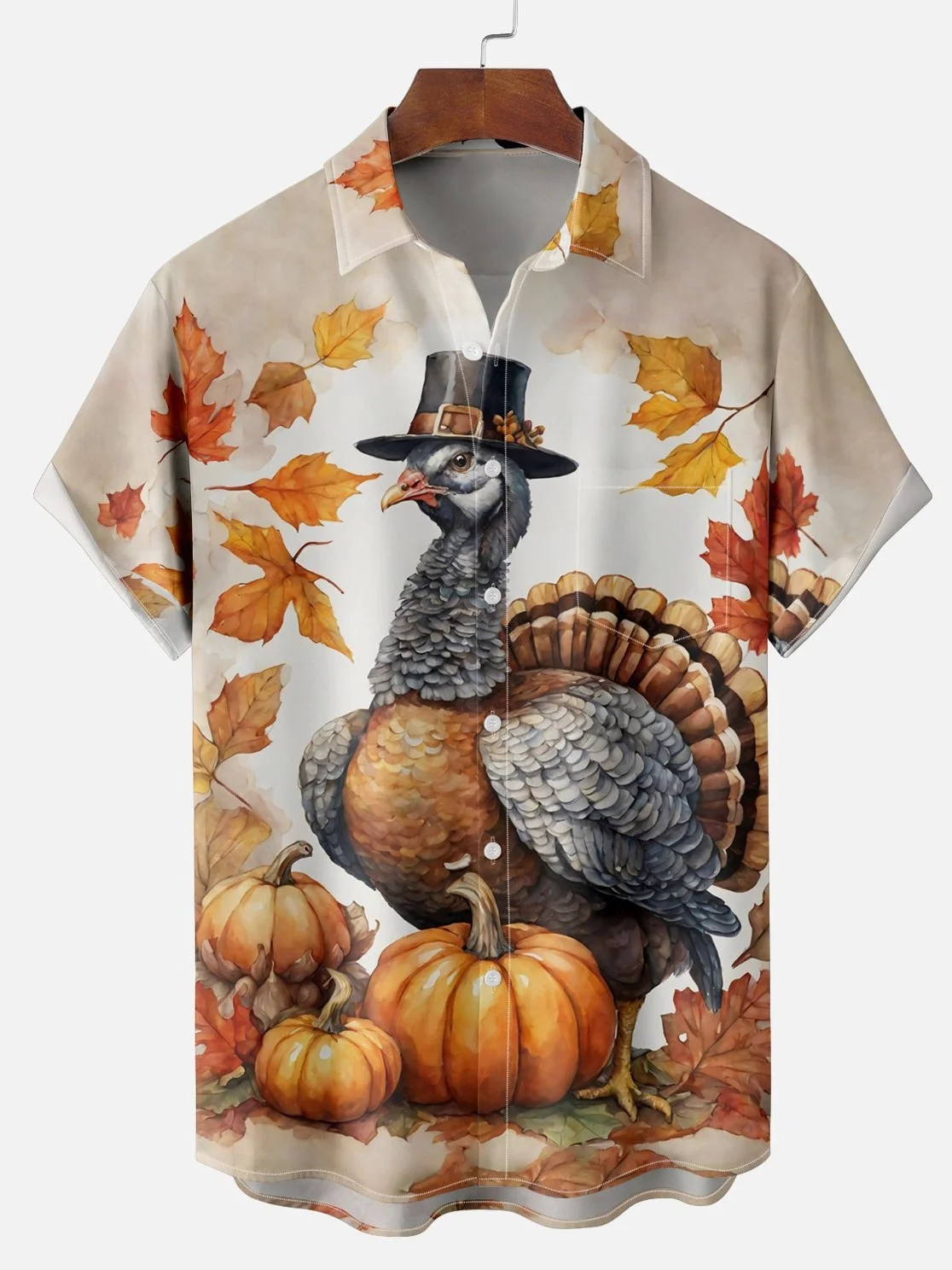 Men's Comfort Thanksgiving Turkey Print Shirt