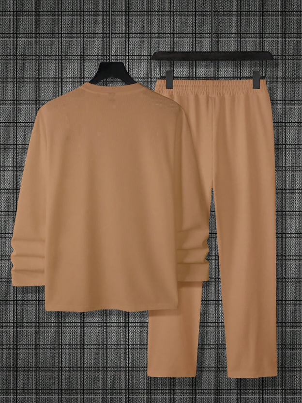 Men's Colorblock Round Neck Casual Sports Set 049