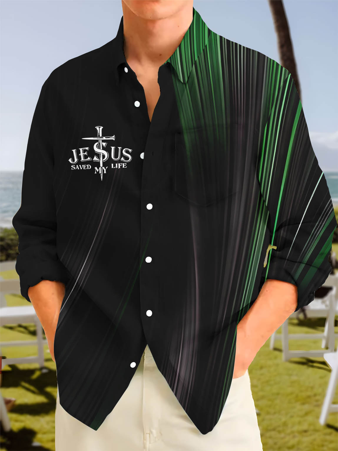 Men's business casual long sleeve shirt