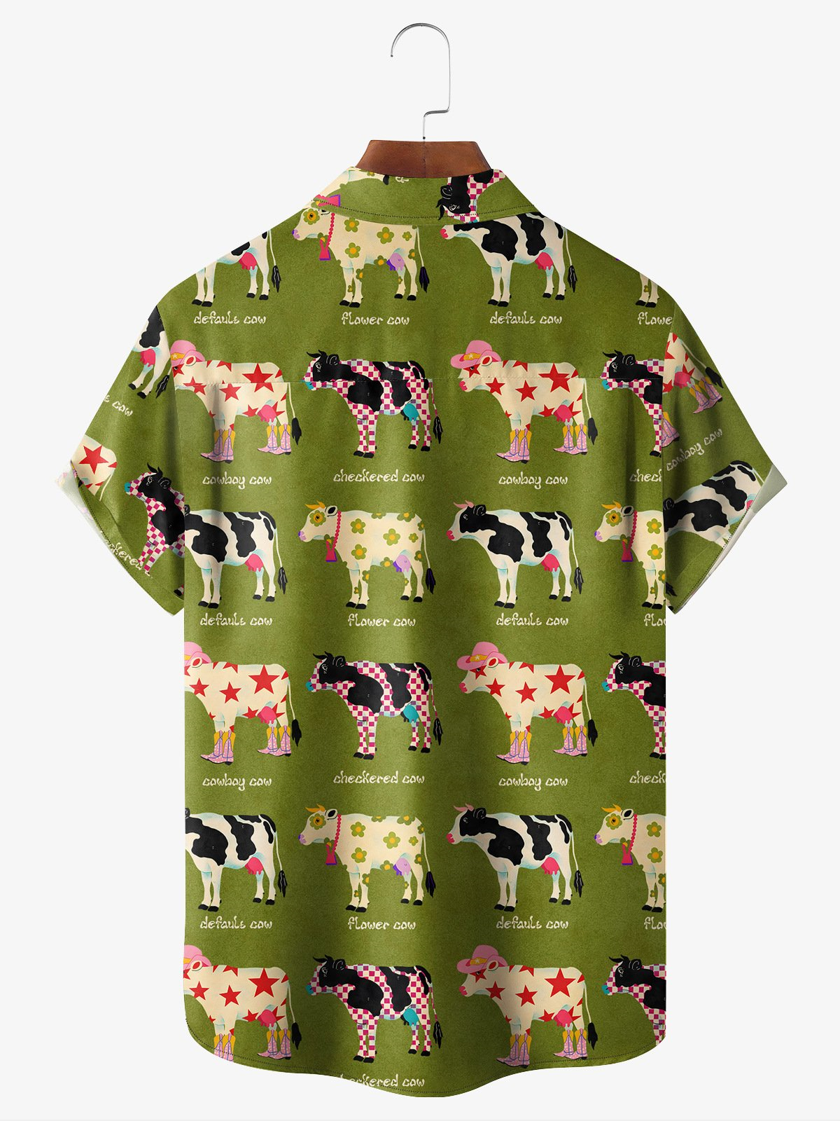 Men's Fun Animal Retro Cow Casual Short Sleeve Pocket Shirt