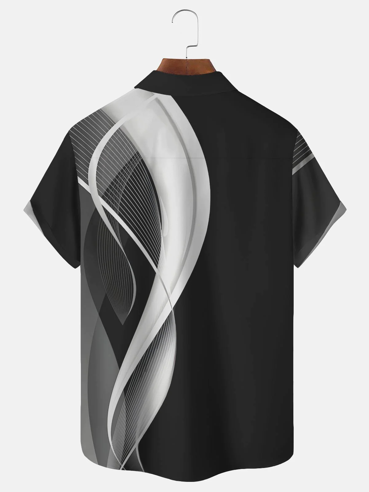 Men's geometric retro gradient art printed casual pocket shirt