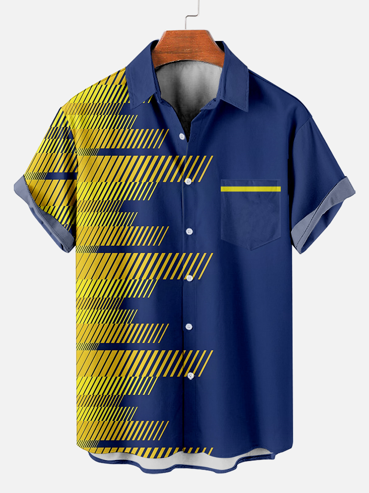 Men's Casual Contrast Color Short Sleeve Shirt