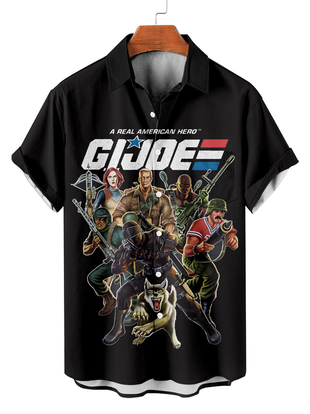 Men's Classic Retro War Cartoon Short Sleeve Shirt