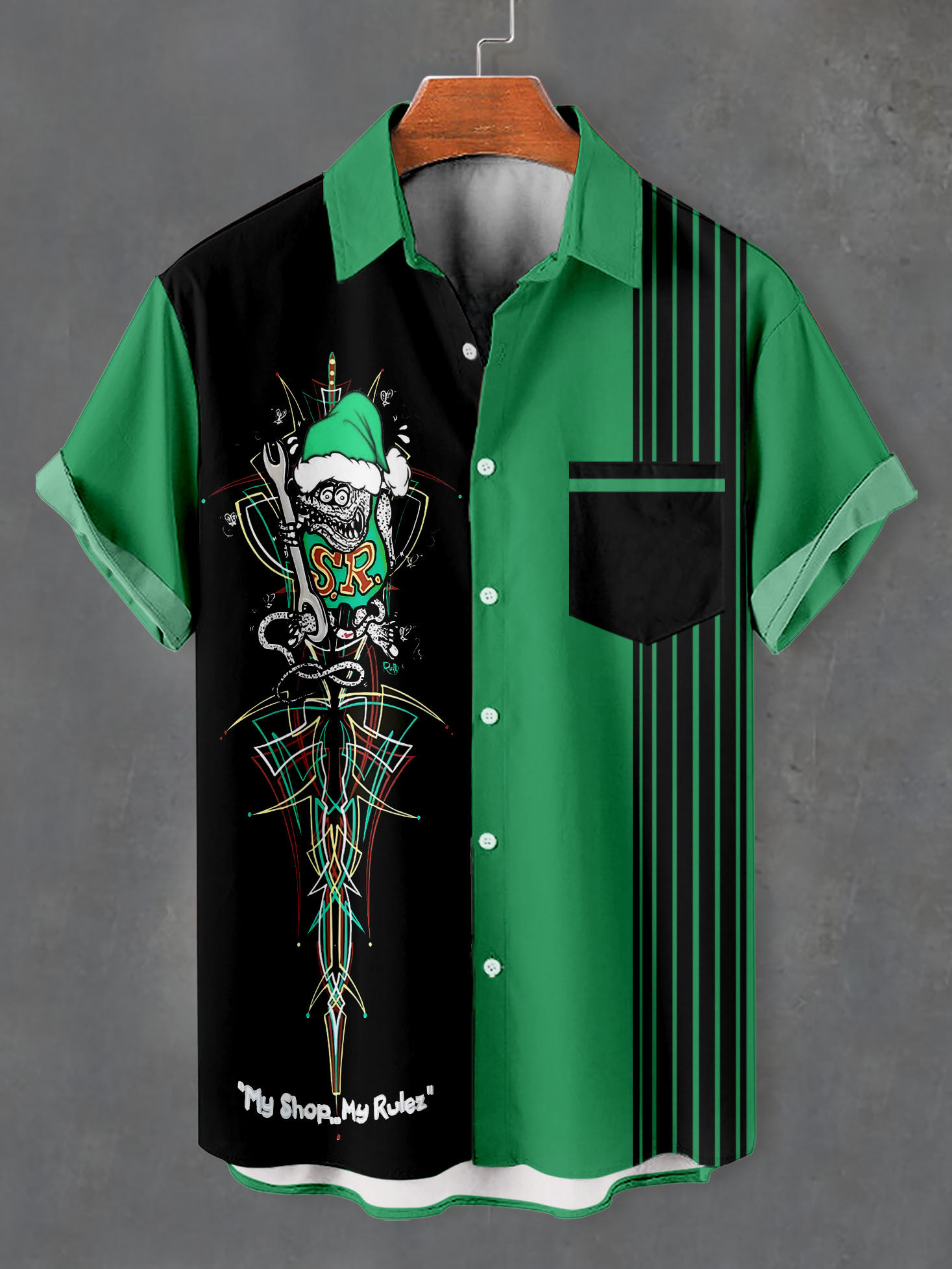 Men's Christmas Cartoon Graphic Short Sleeve Shirt