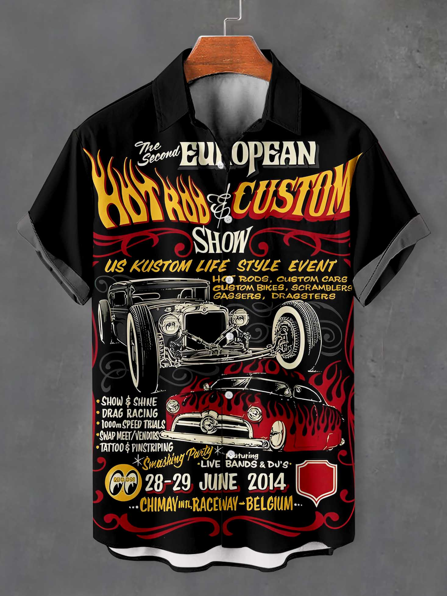 Men's Cartoon Car Graphic Short Sleeve Shirt