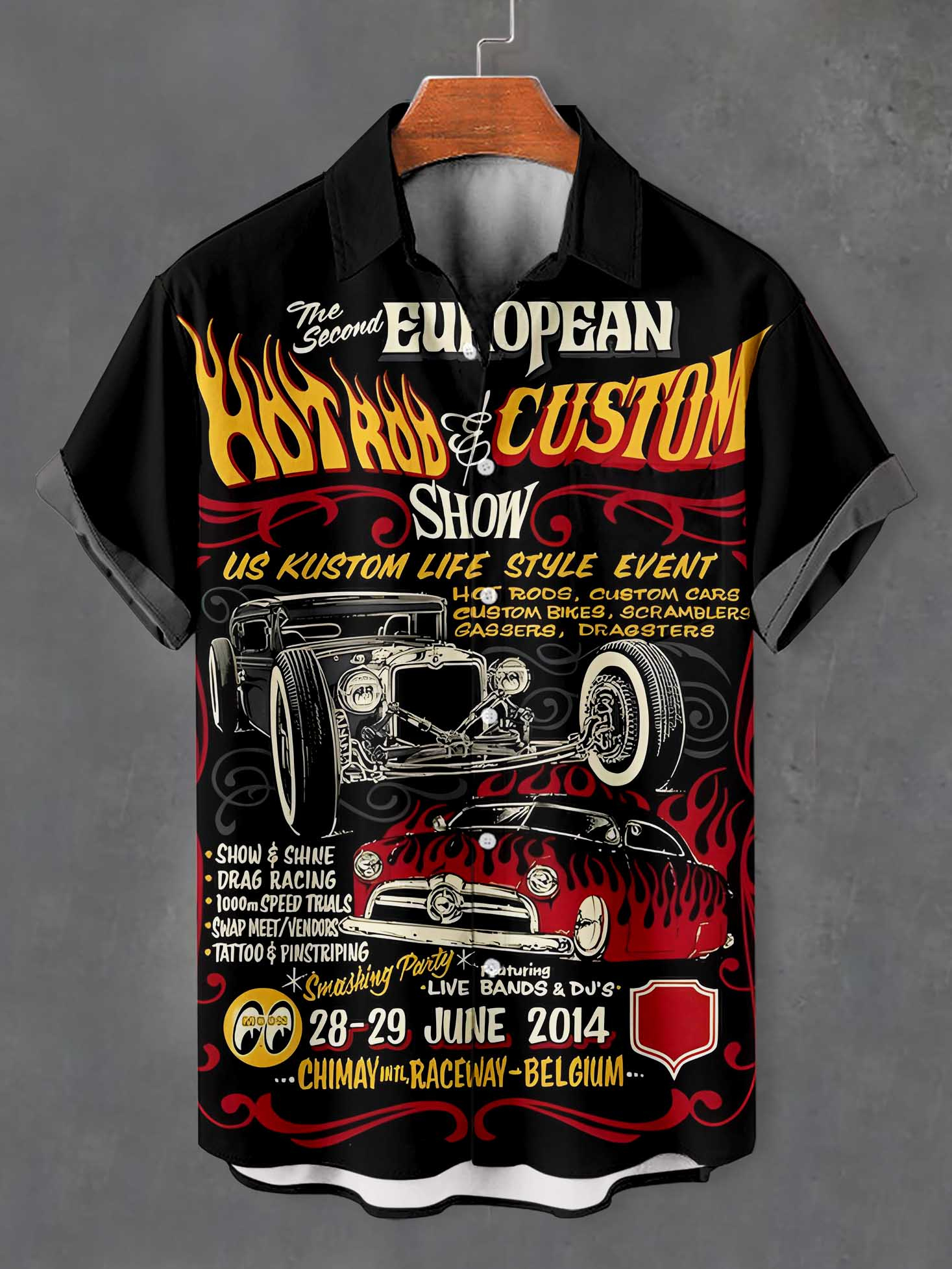 Men's Cartoon Car Graphic Short Sleeve Shirt