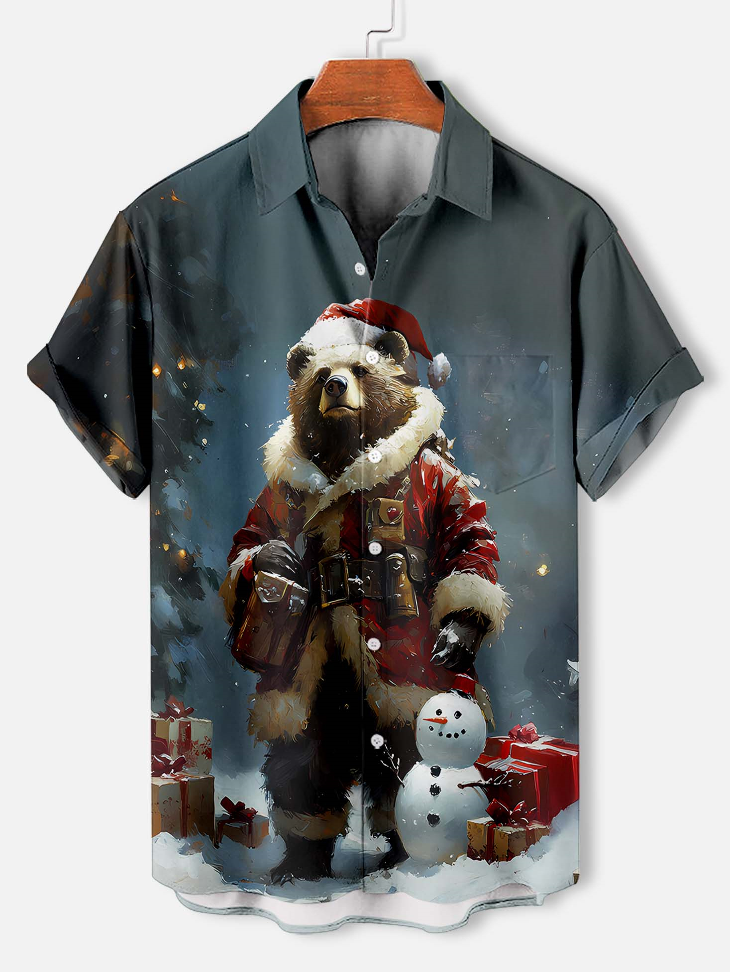 Men's Christmas Animal Graphic Short Sleeve Shirt