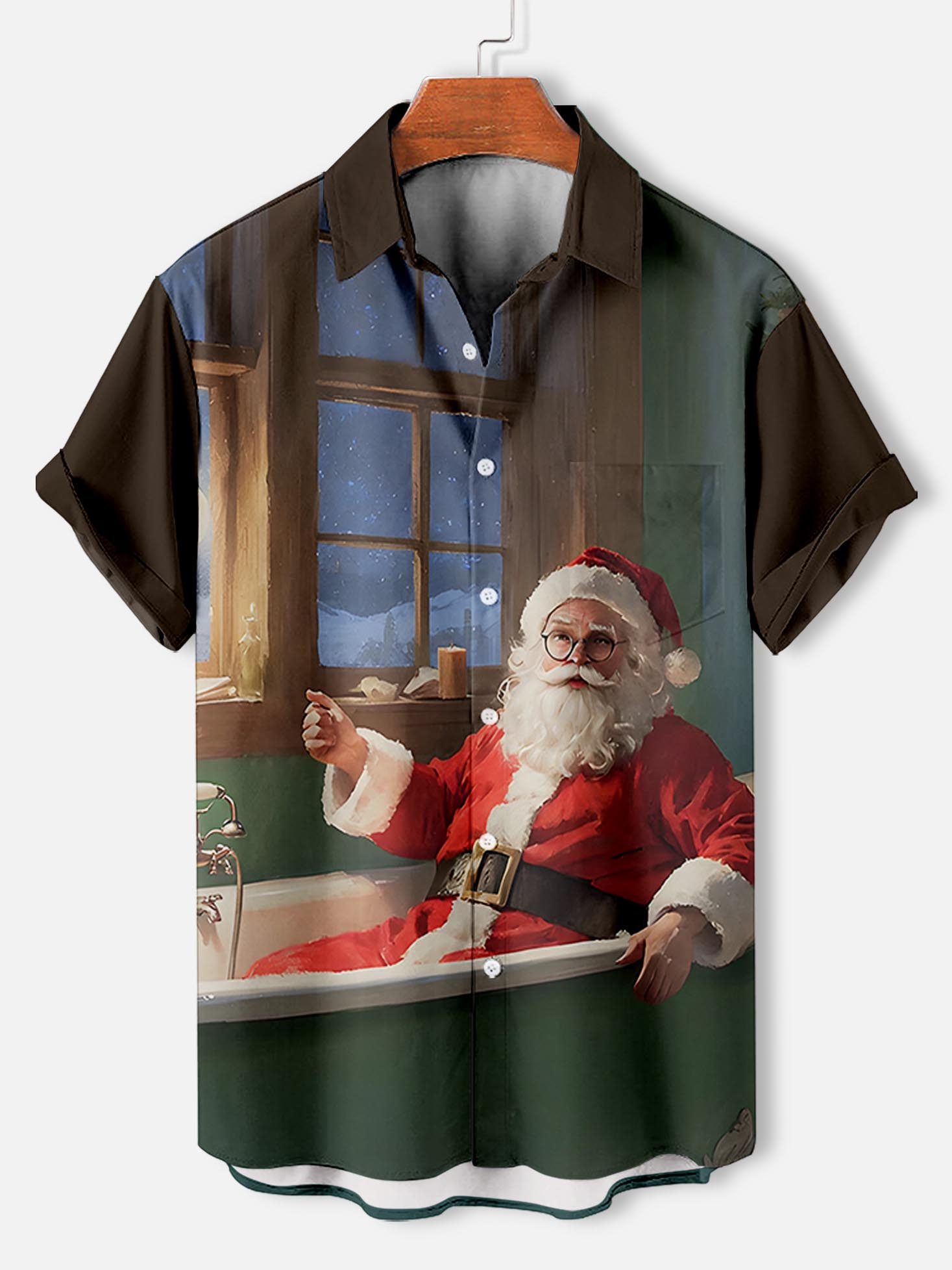 Men's Fun Santa Graphic Short Sleeve Shirt