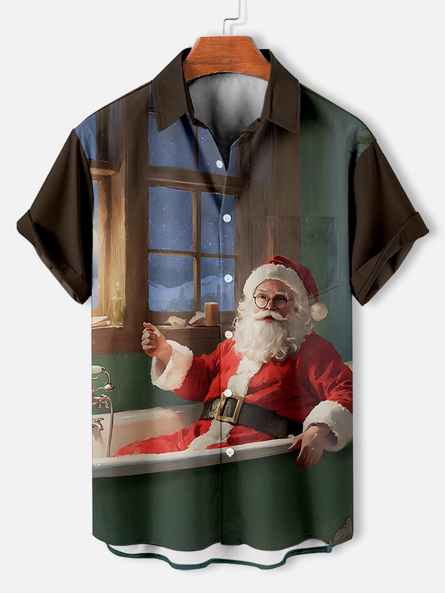 Men's Fun Santa Graphic Short Sleeve Shirt