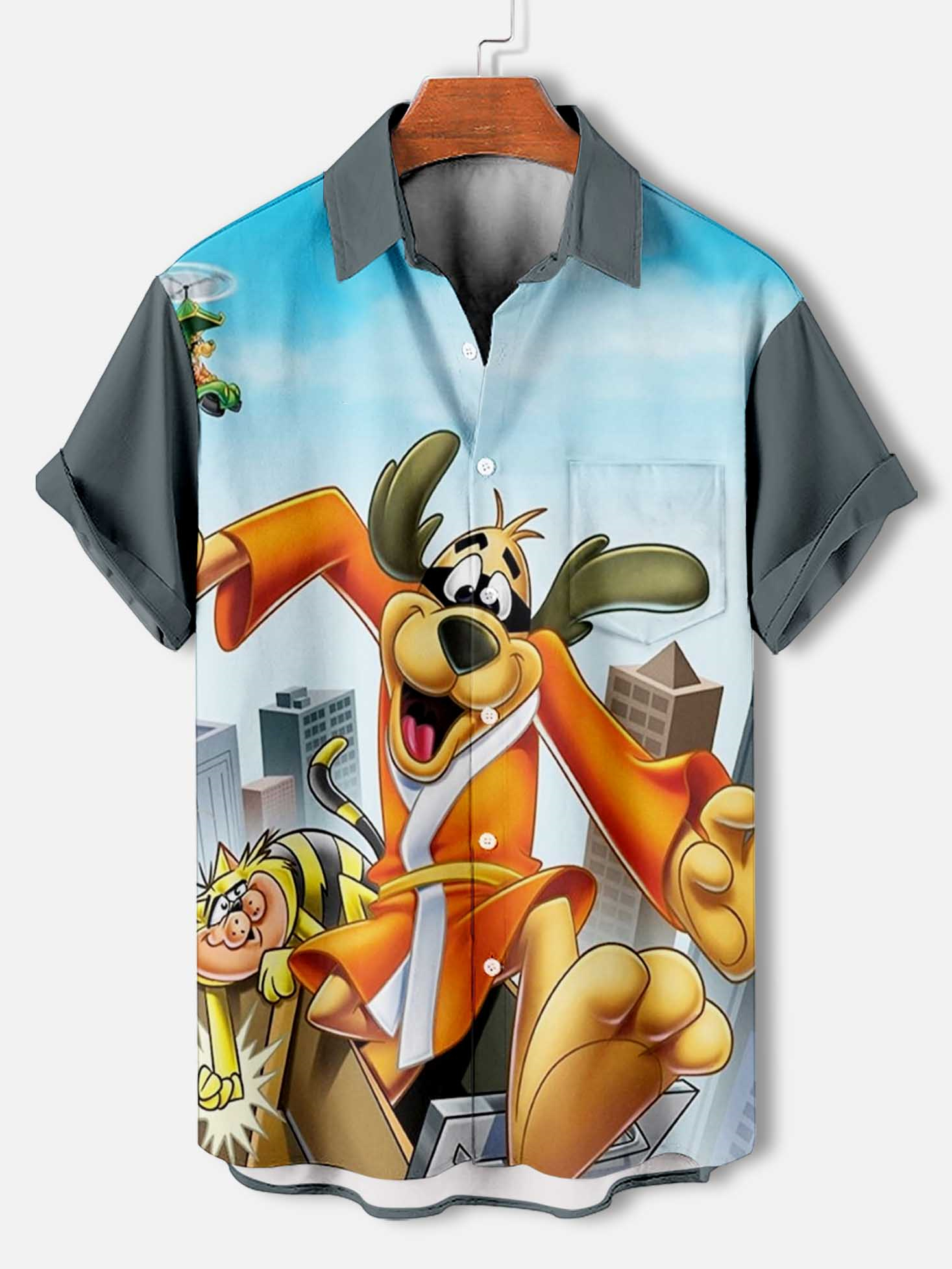 Men's Retro Anime Illustration Short Sleeve Shirt