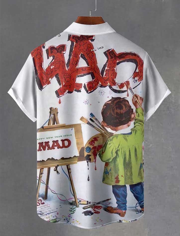 Men's Retro Anime Illustration Short Sleeve Shirt