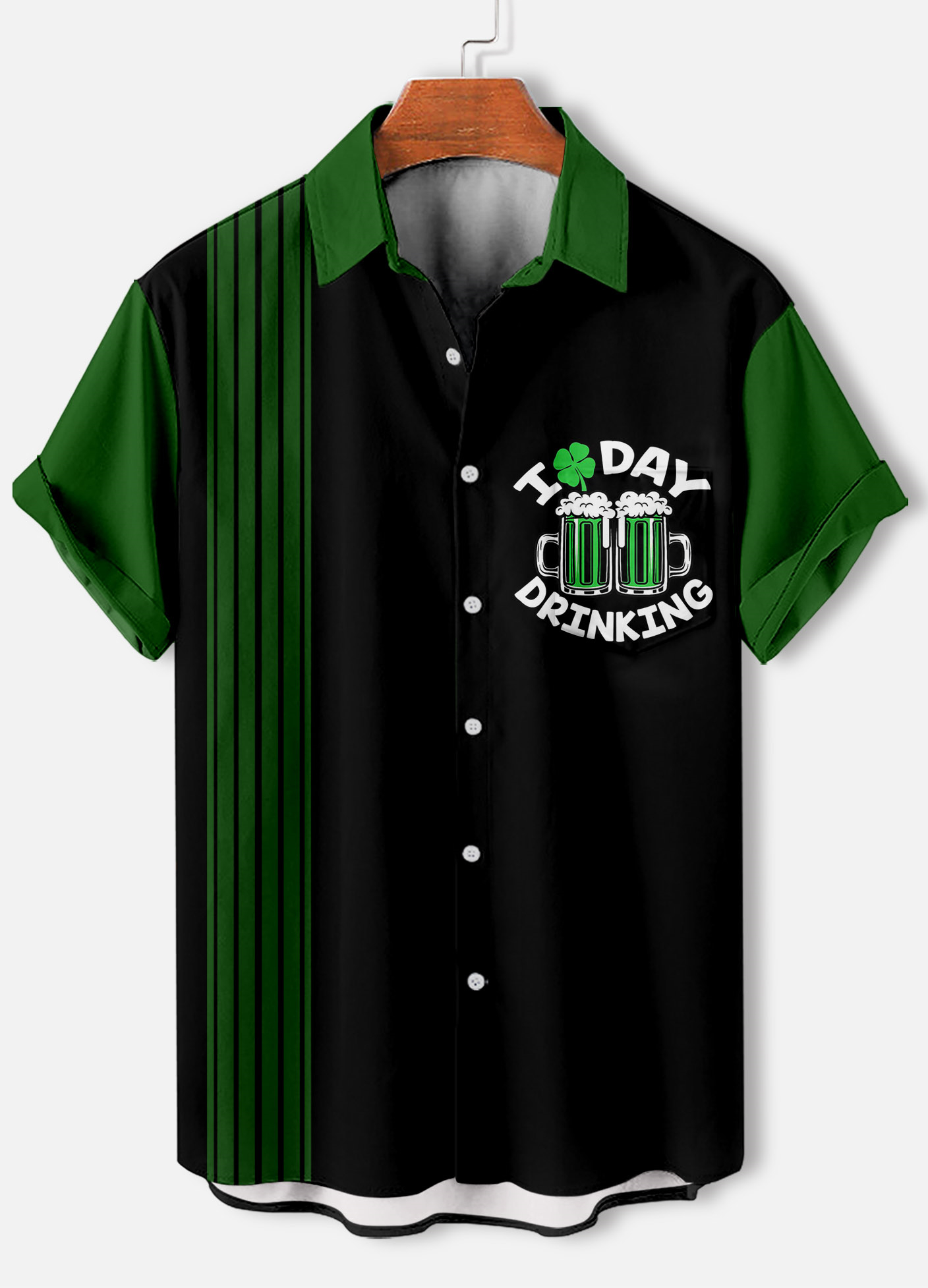 Men's Casual St. Patrick's Day Graphic Short Sleeve Shirt