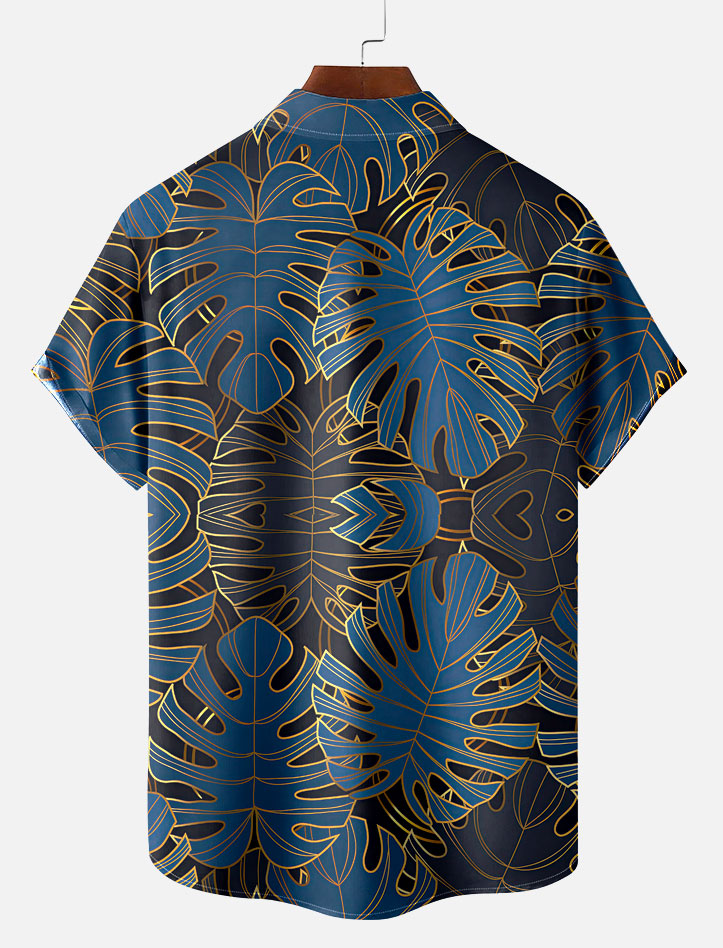 Men's Dark Hawaiian Everyday Casual Sleeve Short Shirt