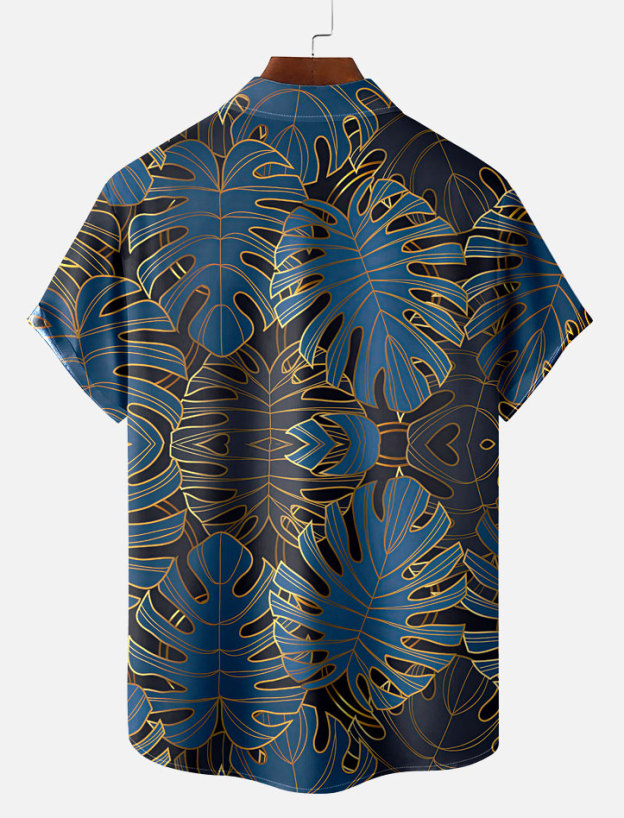 Men's Dark Hawaiian Everyday Casual Sleeve Short Shirt