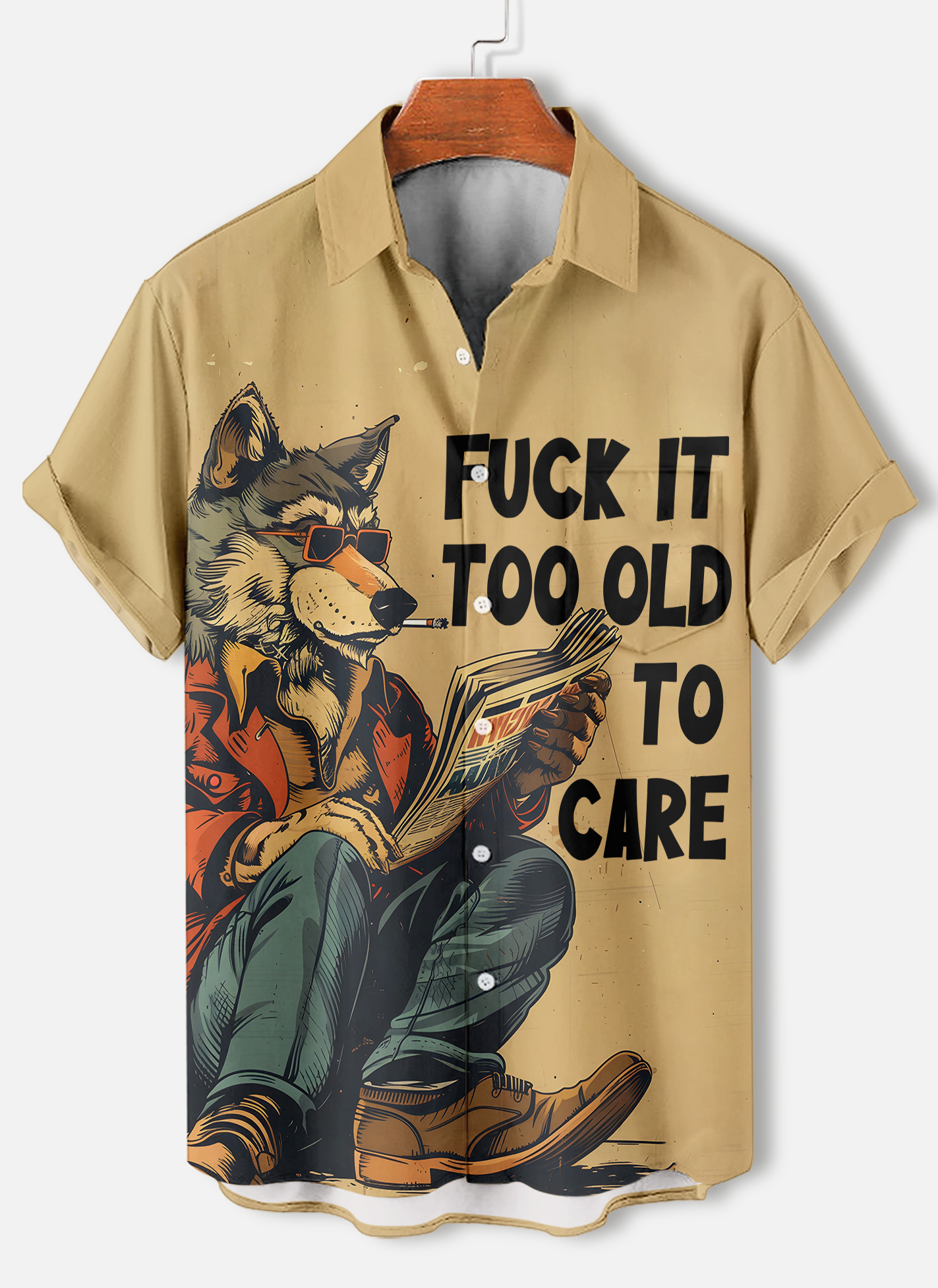 Men's funny cartoon animal slogan graphic short sleeve shirt