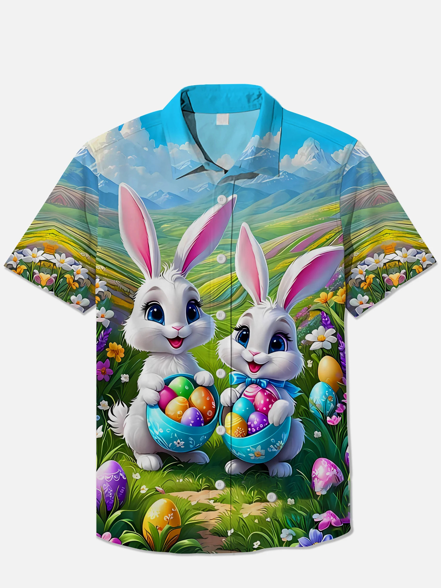 Men's Easter Print Short Sleeve Shirt