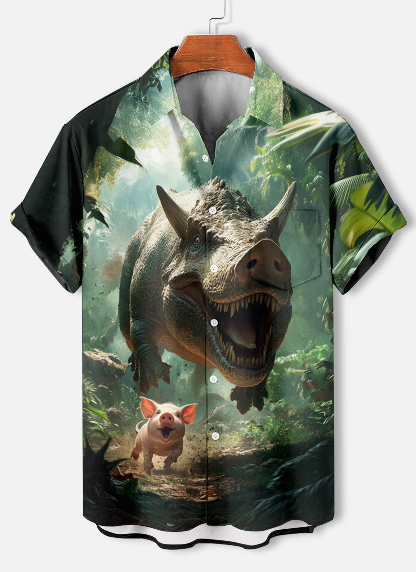 Men's Classic Movie Jurassic Park Animal Fun Graphic Short Sleeve Shirt