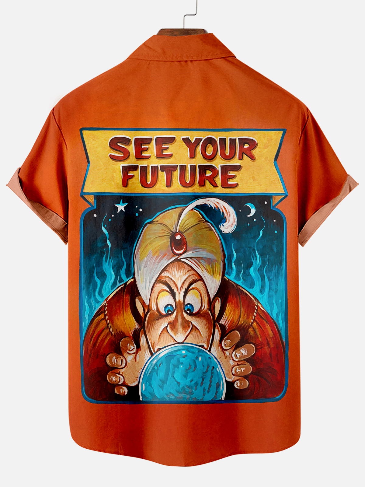 Men's Vintage Circus Pattern Casual Short Sleeve Shirt