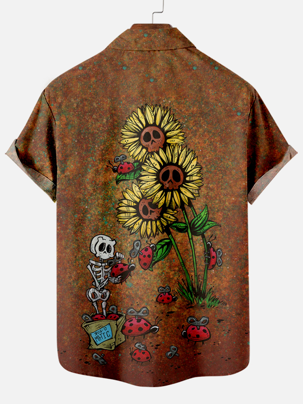 Men's Classic Day of the Dead Skull Graphic Short Sleeve Shirt