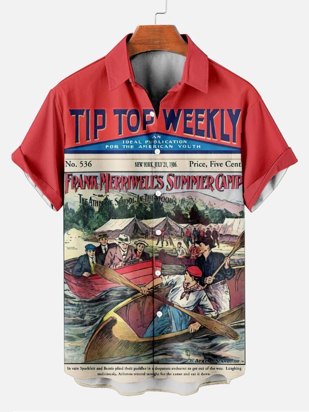 Reggae music skull pattern vacation casual short sleeved shirt