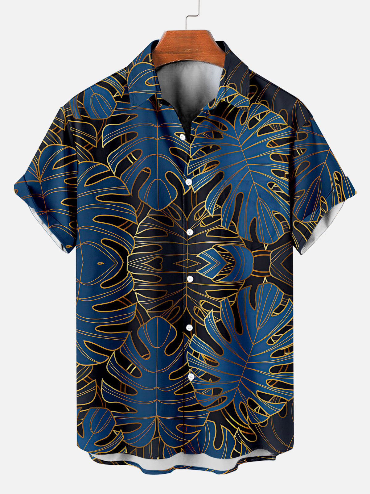 Men's Dark Hawaiian Everyday Casual Sleeve Short Shirt