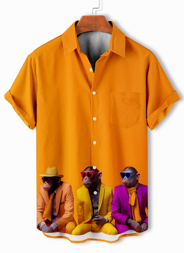 [Copy]Men's Classic Movie Godfather Animal Fun Graphic Short Sleeve Shirt