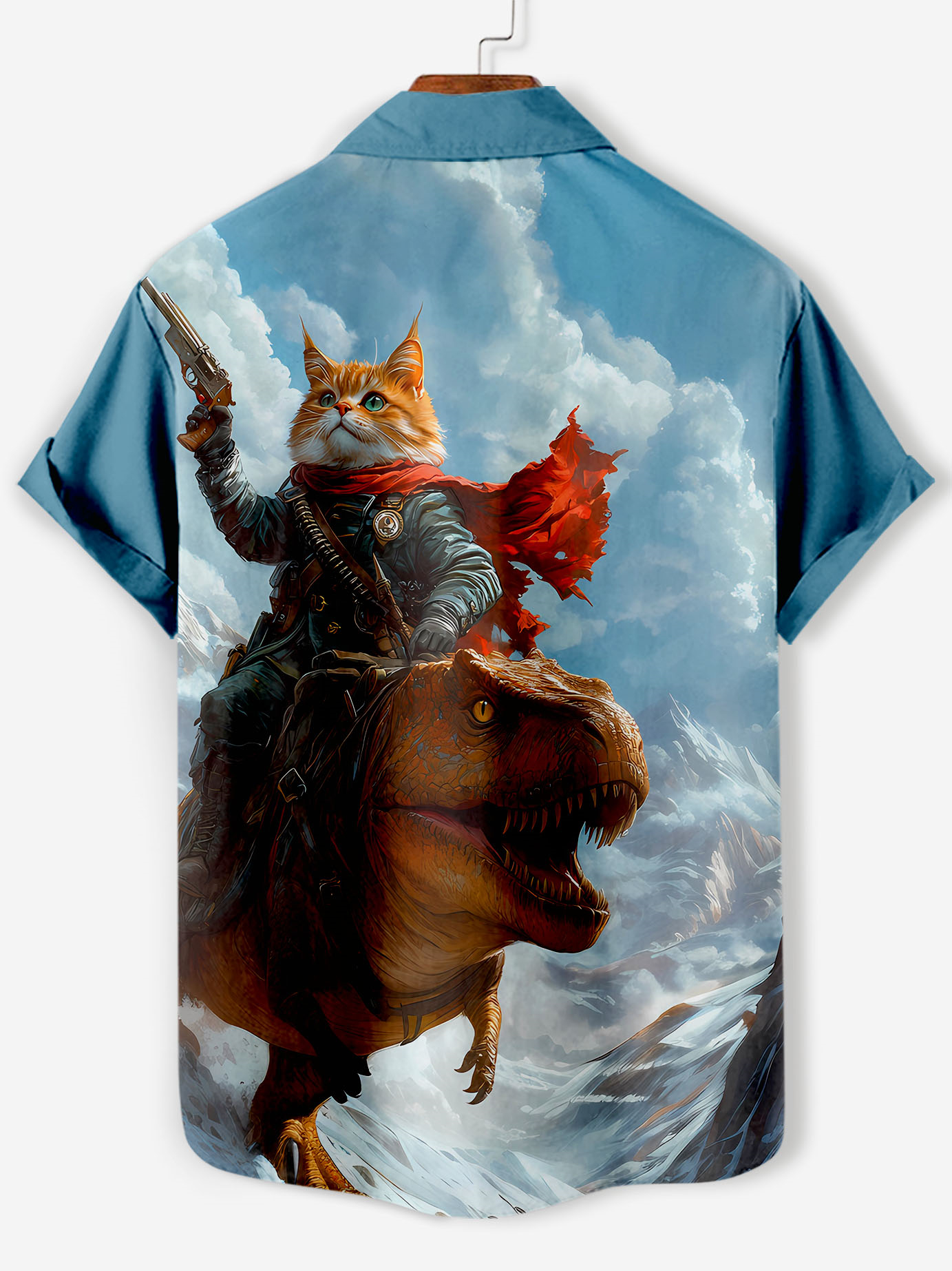 Men's Retro Cartoon Anime Cat Theme Short Sleeve Shirt