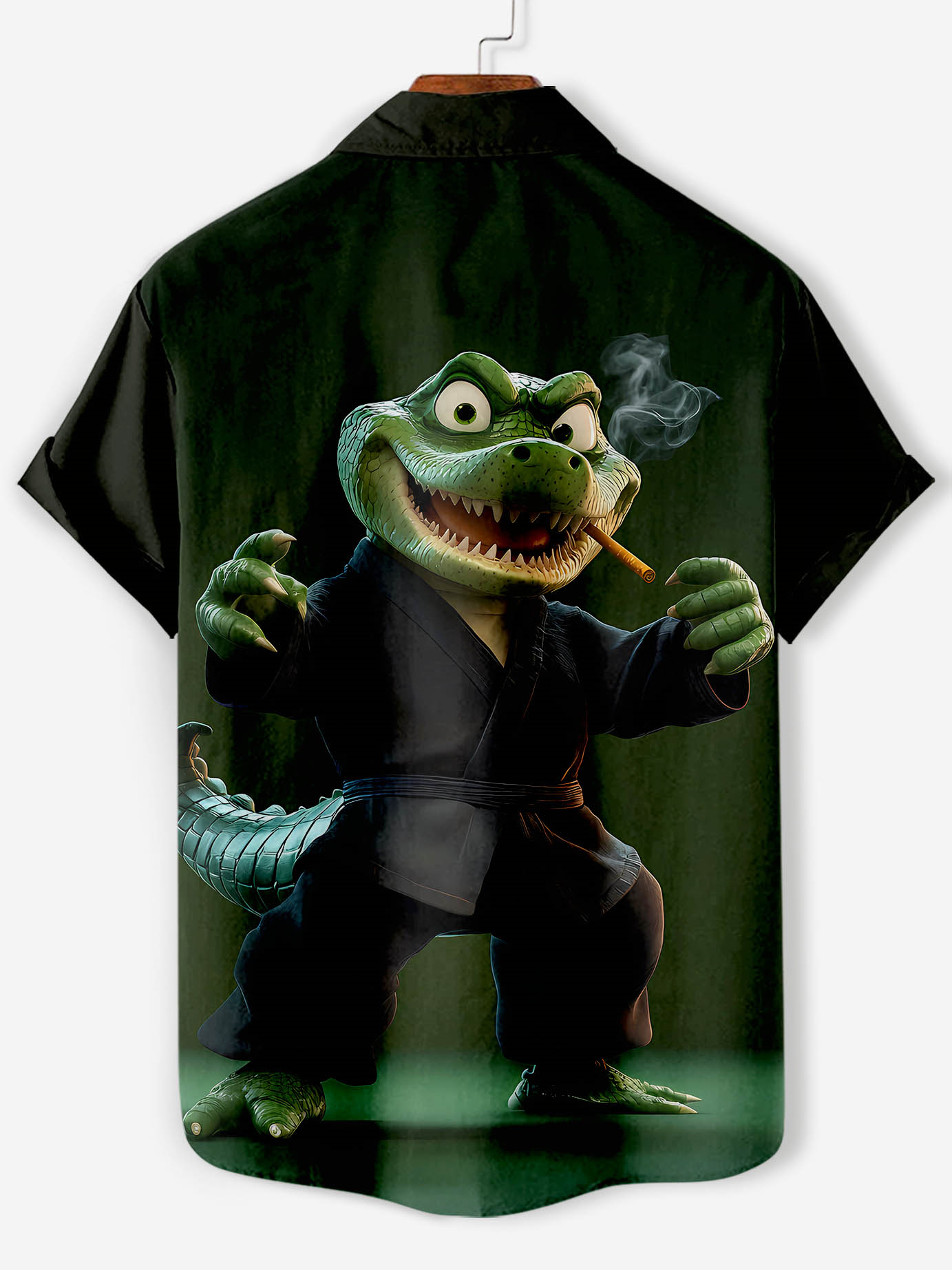 Men's Fun Animal Kung Fu Crocodile Graphic Short Sleeve Shirt