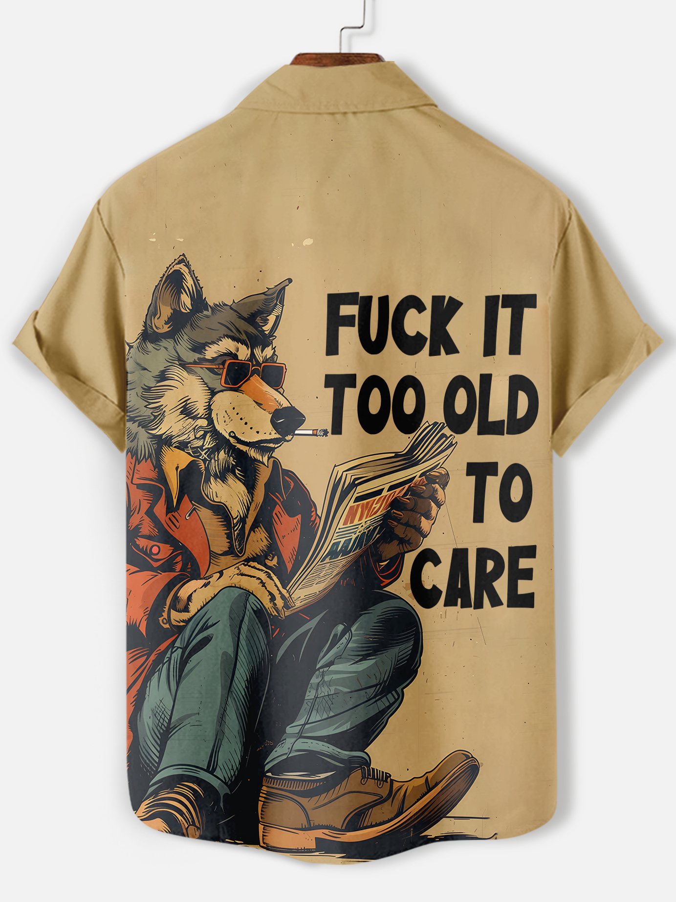 Men's funny cartoon animal slogan graphic short sleeve shirt