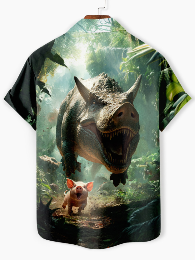 Men's Classic Movie Jurassic Park Animal Fun Graphic Short Sleeve Shirt