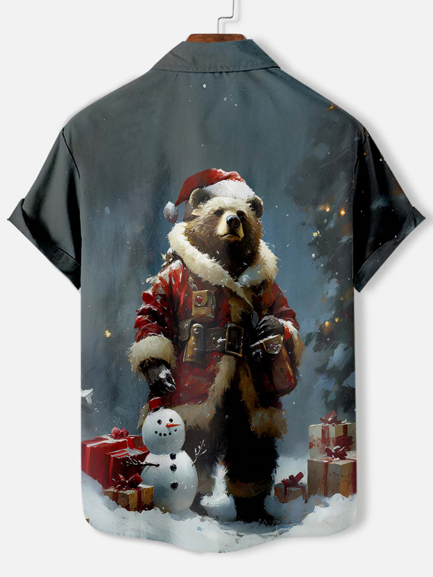 Men's Christmas Animal Graphic Short Sleeve Shirt