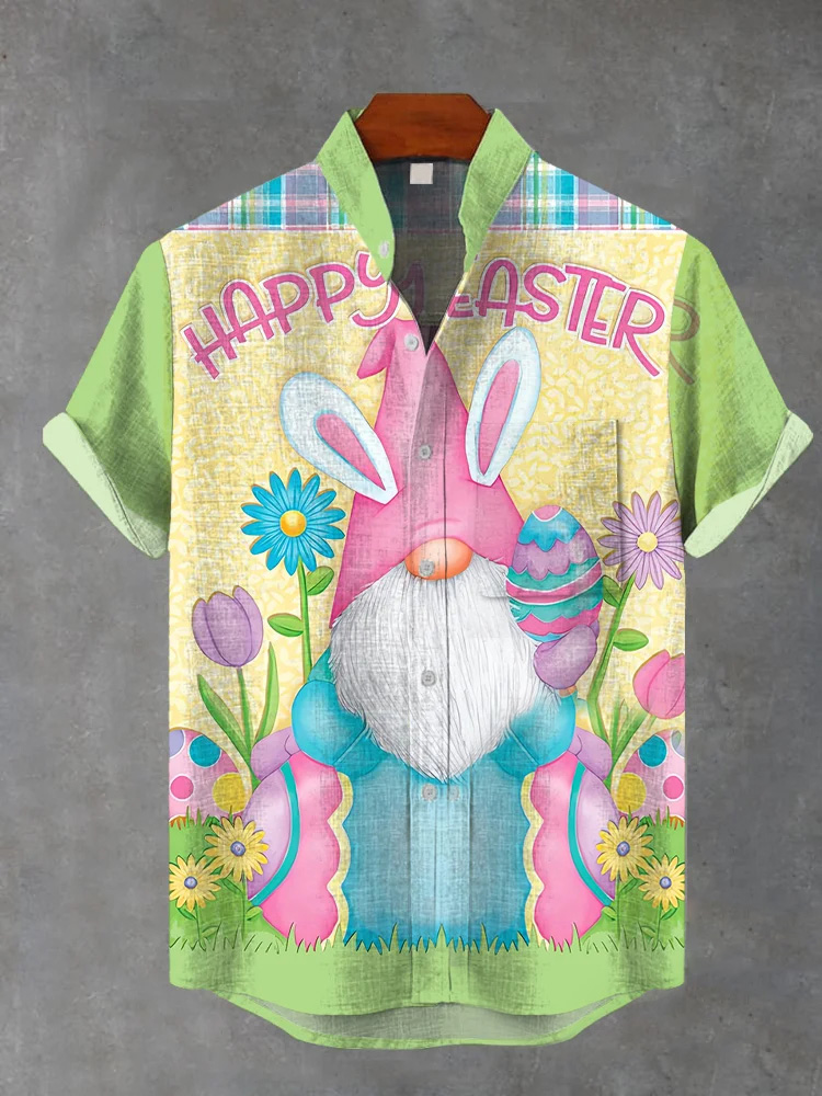 Men's Easter Print Short Sleeve Shirt