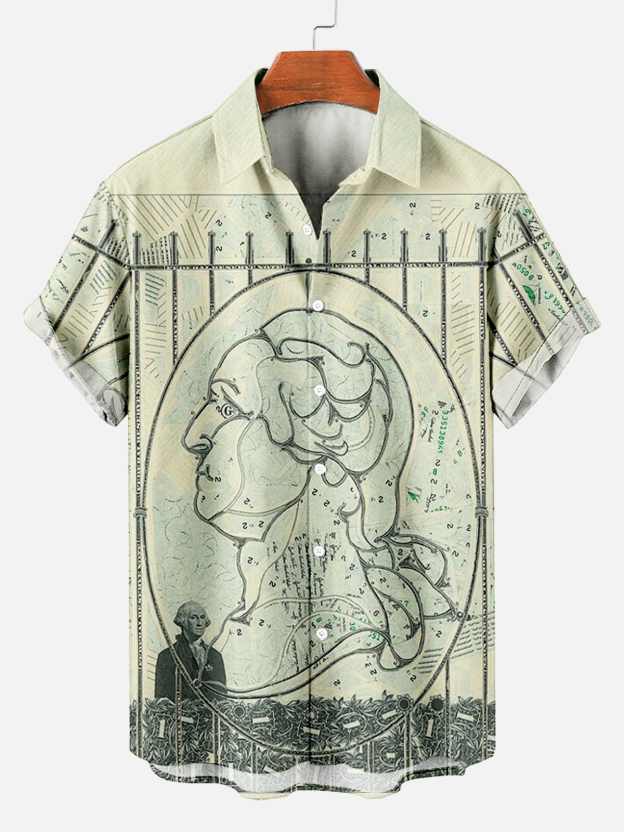 Men's Dollar Pattern Art Short Sleeve Shirt