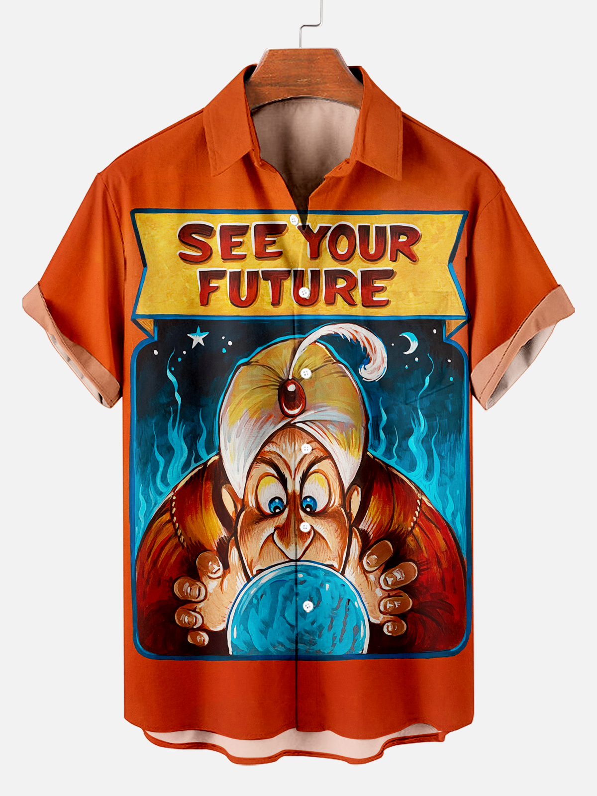 Men's Vintage Circus Pattern Casual Short Sleeve Shirt