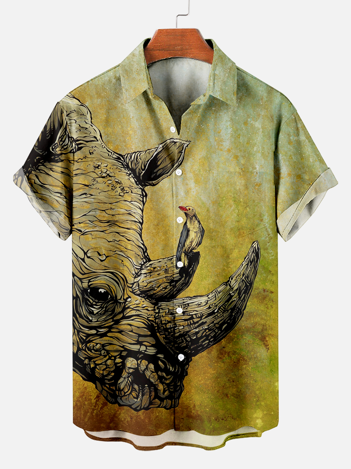 Men's Hawaiian Fun Little Yellow Duck Holiday Casual Short Sleeve Shir