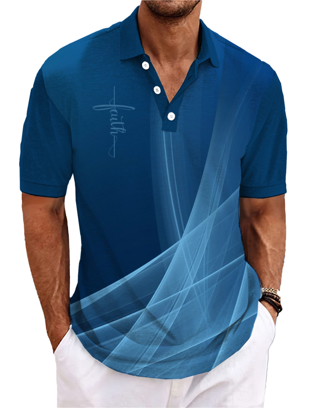 Stylish Blue Print Cotton Linen Shirt