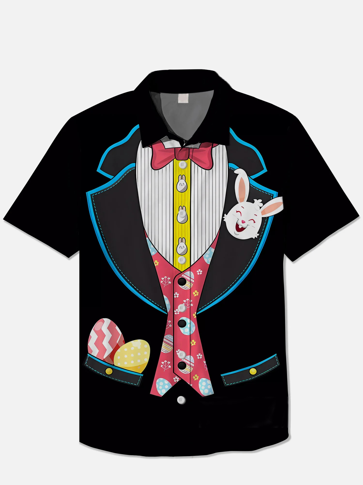 Men's Easter Print Short Sleeve Shirt