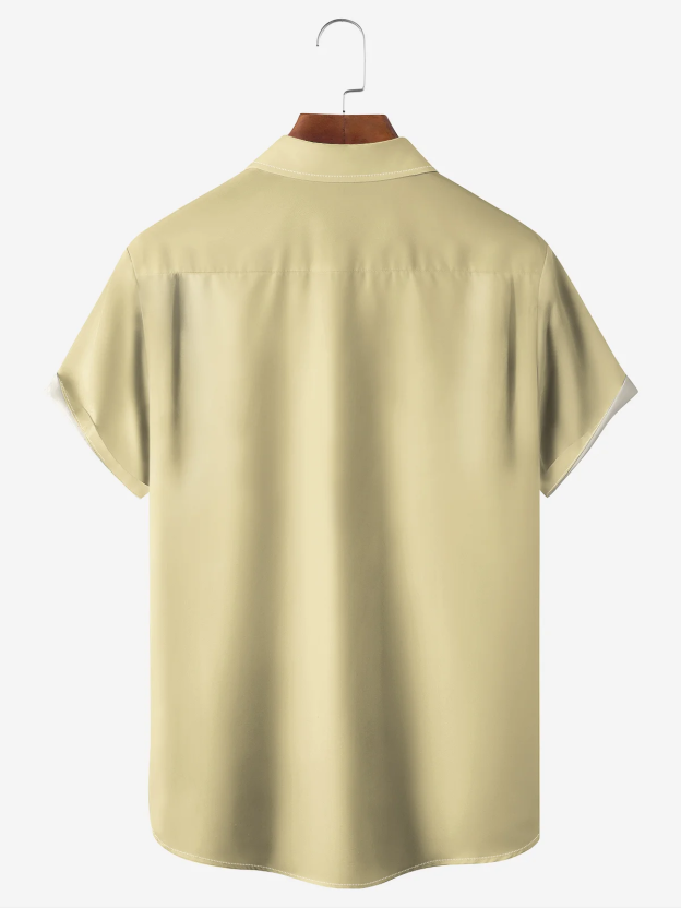 Beauty Contrasting Pocket Flip Collar Bowling Shirt