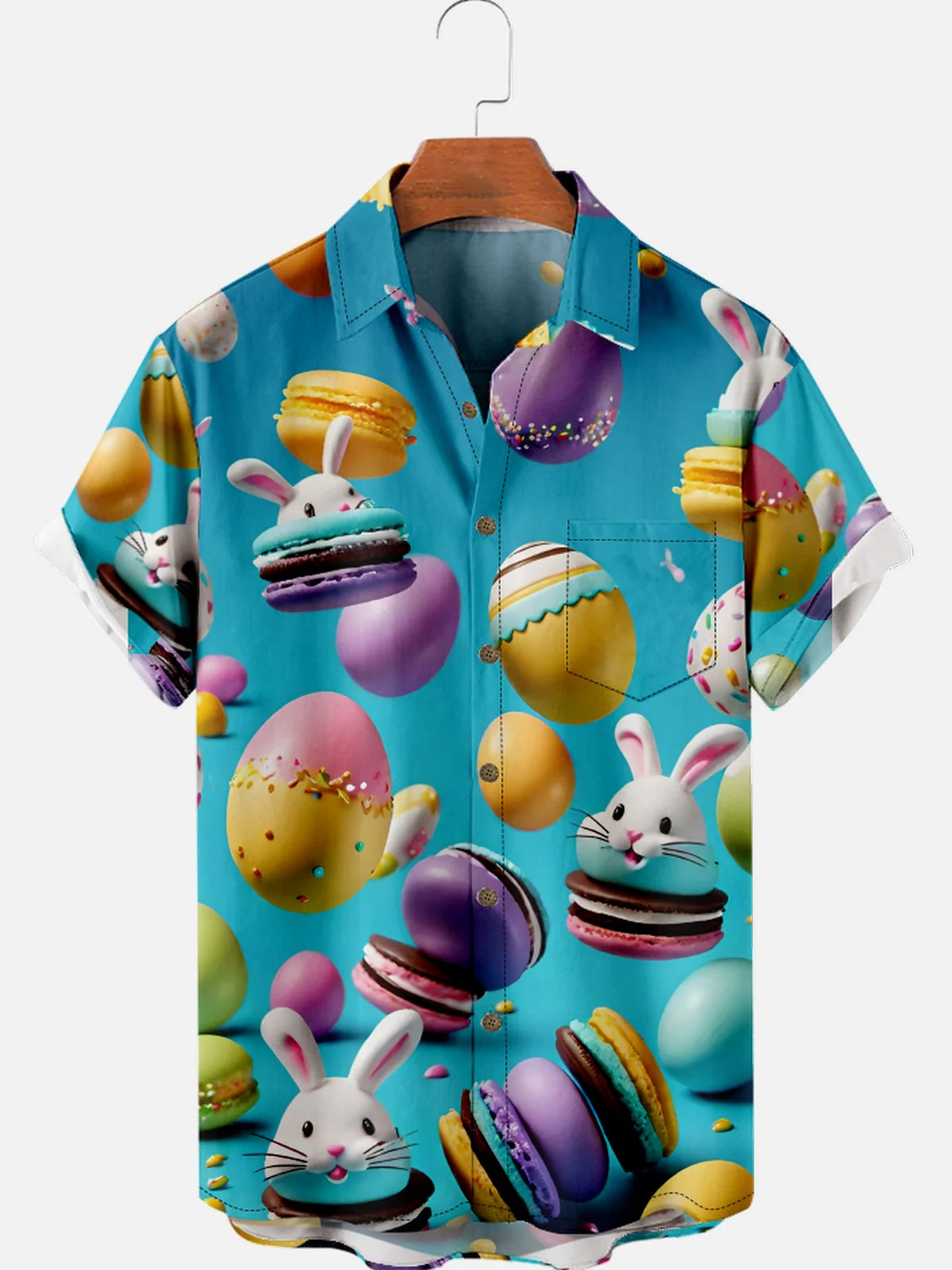 Men's Easter Cross Print Short Sleeve Shirt