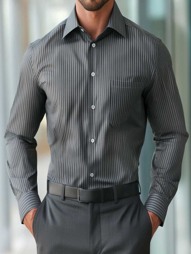 Men's Business Casual Button-Down Shirt