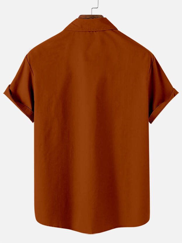 Men's Thanksgiving Turkey Contrast Stripe Short Sleeve Shirt