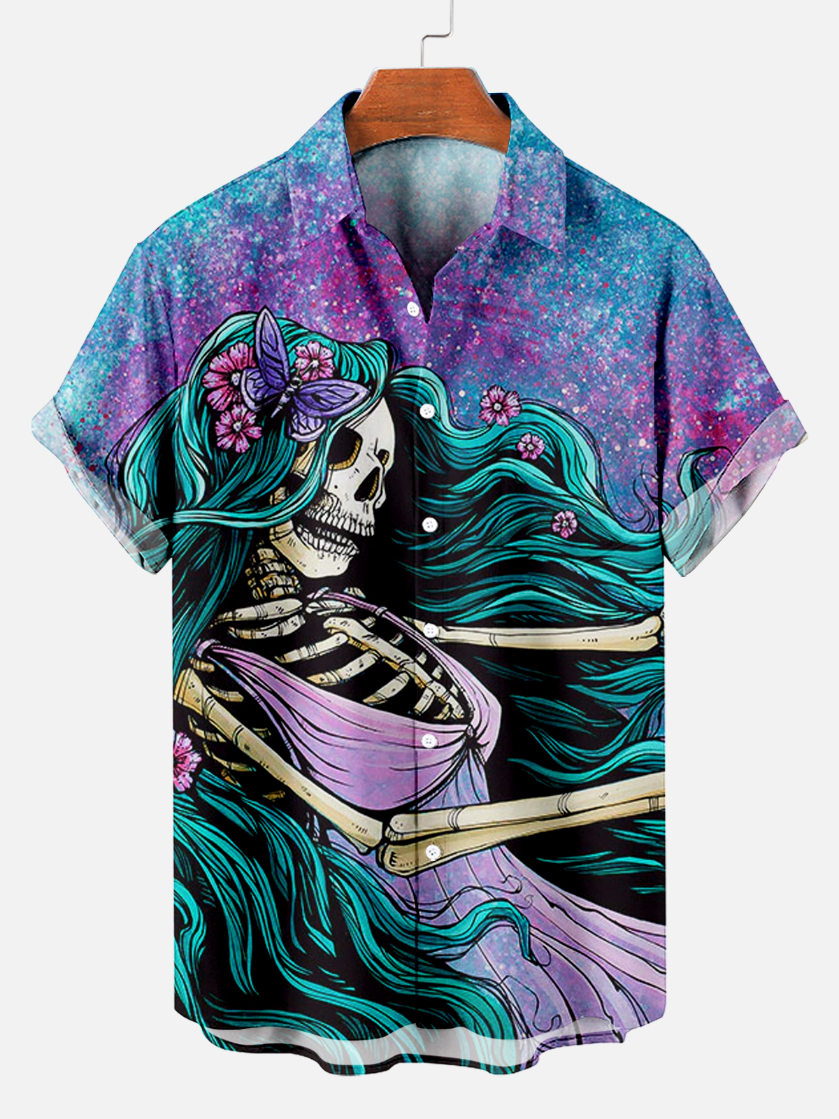 Men's Classic Day of the Dead Skull Graphic Short Sleeve Shirt