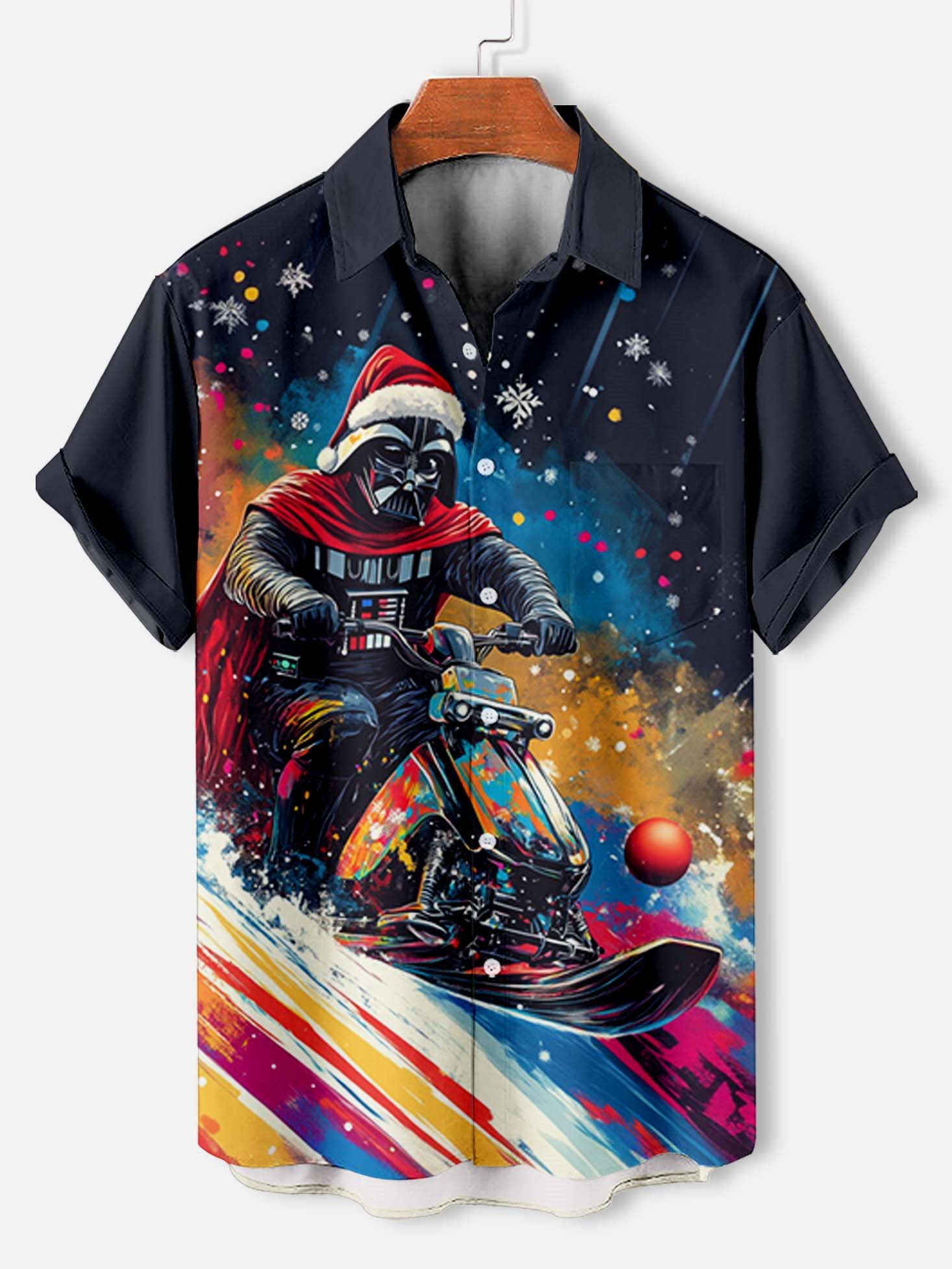 Men's Classic Movie Christmas Graphic Short Sleeve Shirt