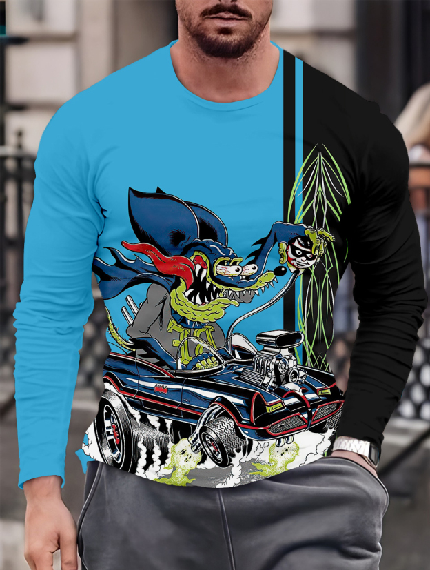 Men's Casual Cartoon Graphic Long Sleeve T-Shirt