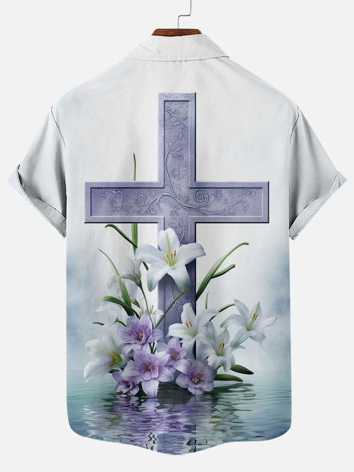 Men's Easter Cross Print Short Sleeve Shirt