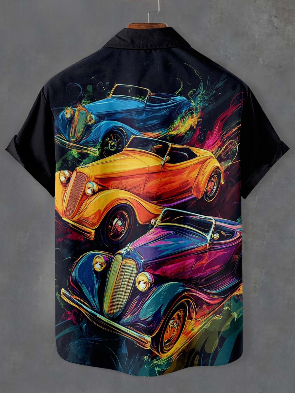 Men's Retro Car Graphic Short Sleeve Shirt