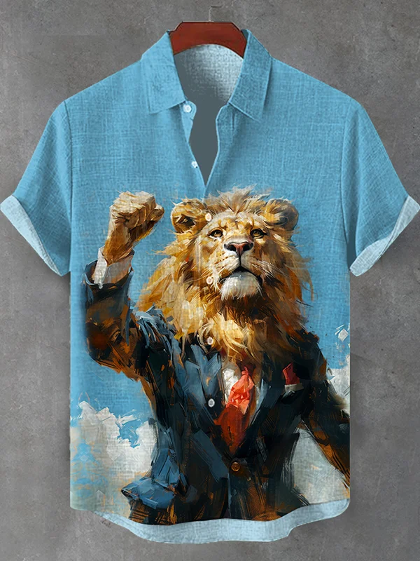 Men's Animal Print Short Sleeve Shirt