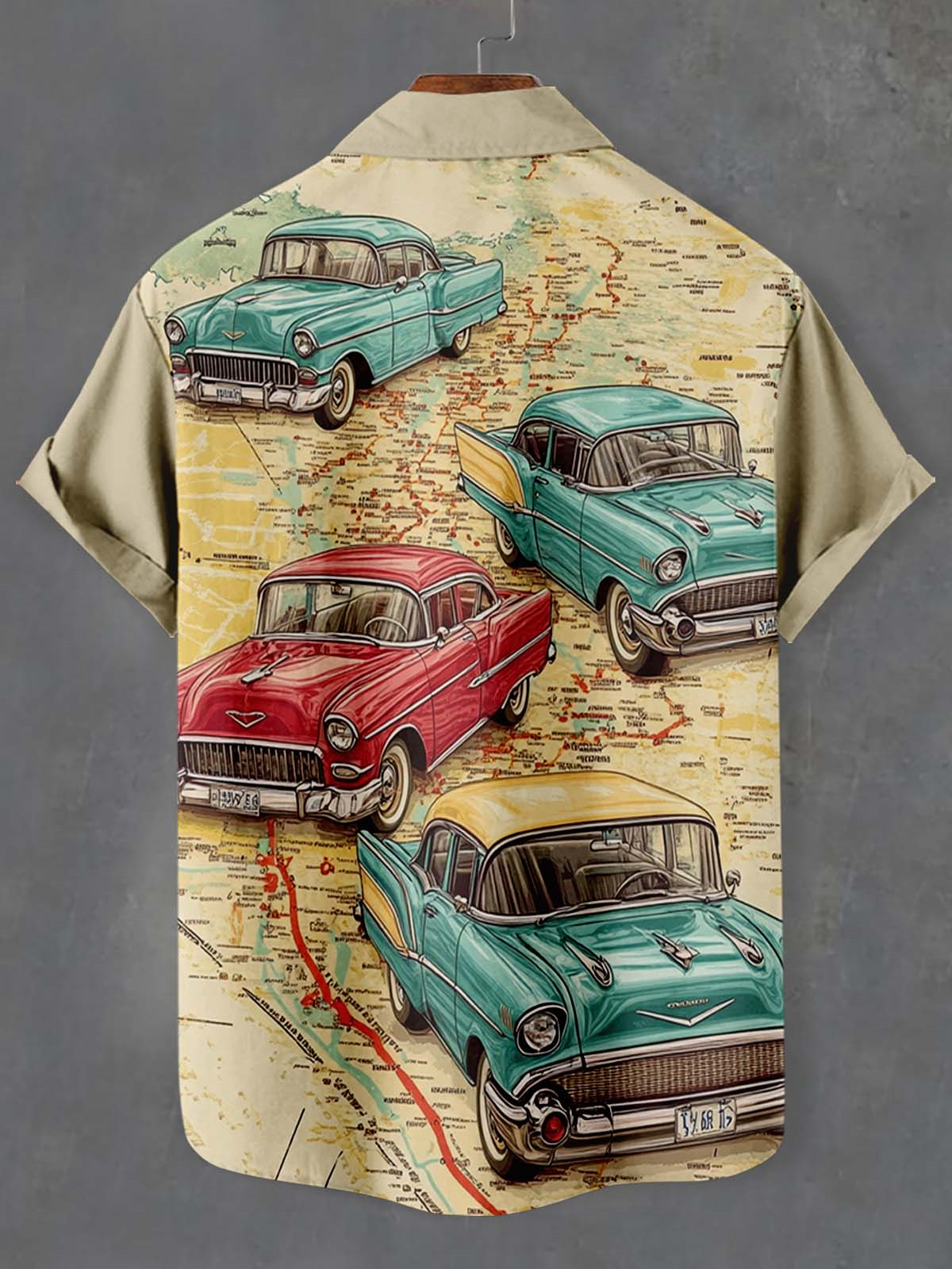 Men's Retro Car Graphic Short Sleeve Shirt